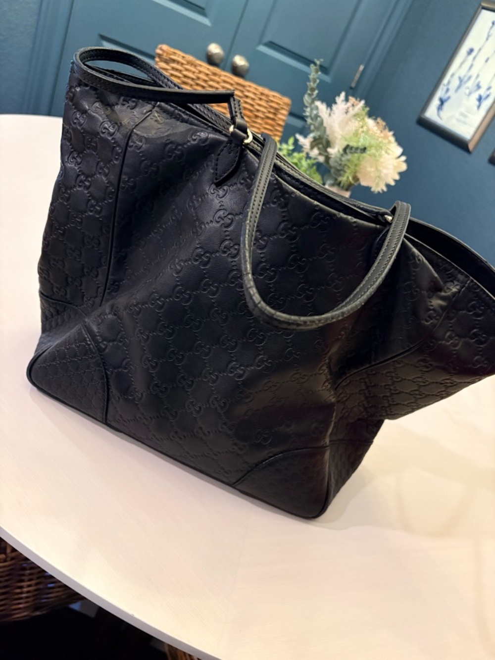 Gucci Black Shima Leather Tote